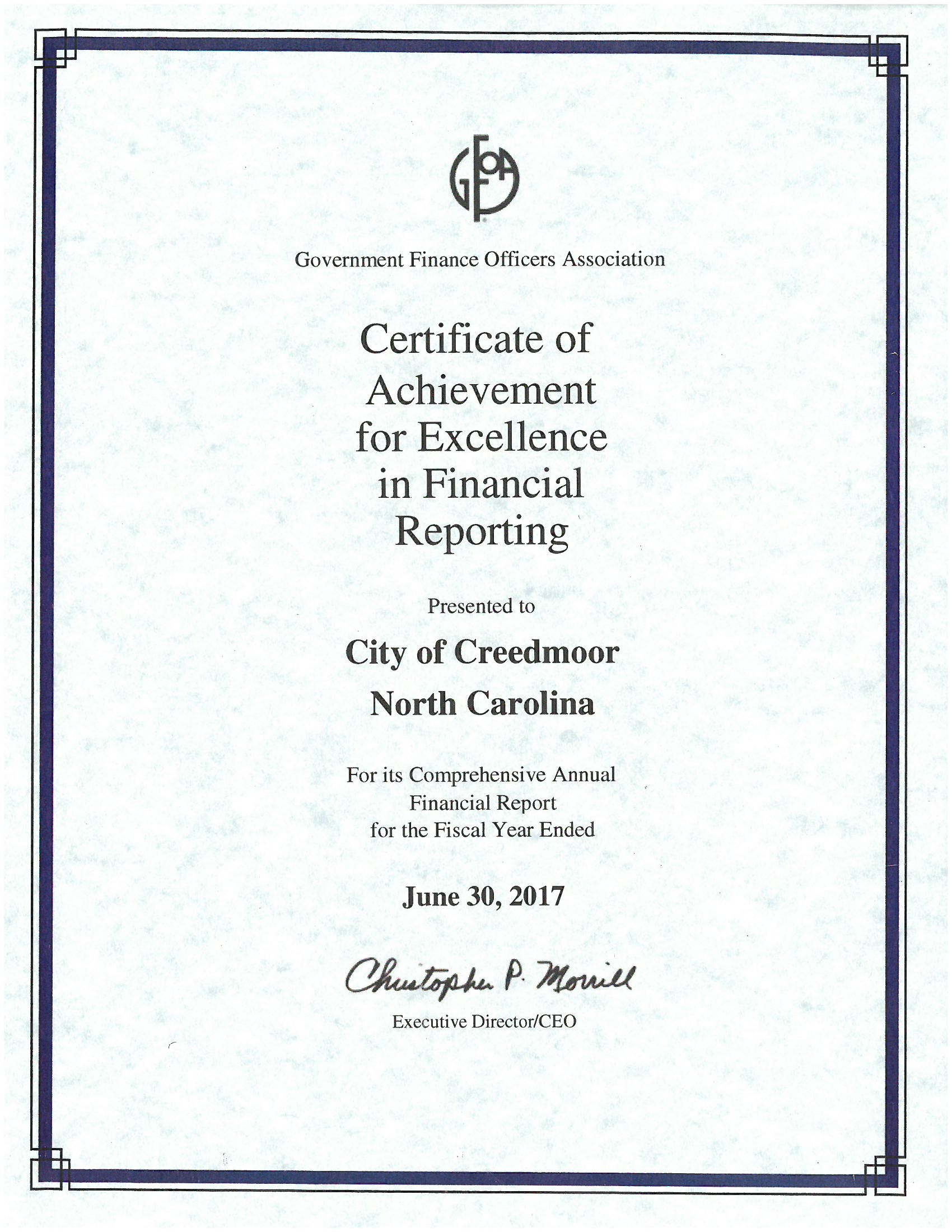 GFOA Certificate